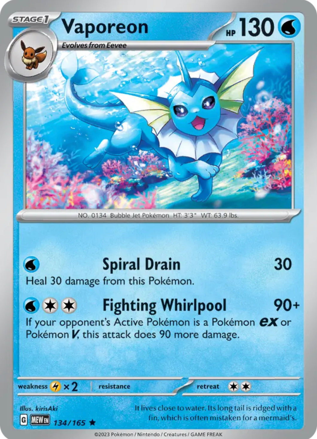 Pokemon TCG - Vaporeon #134 Holo