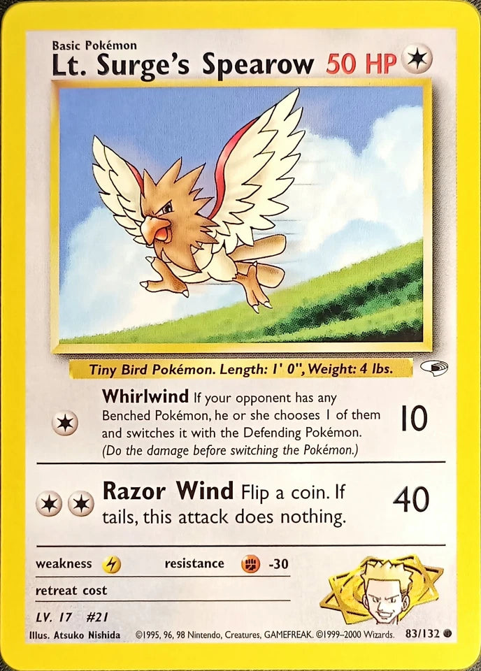 Pokemon TCG -  Lt. Surge's Spearow #83