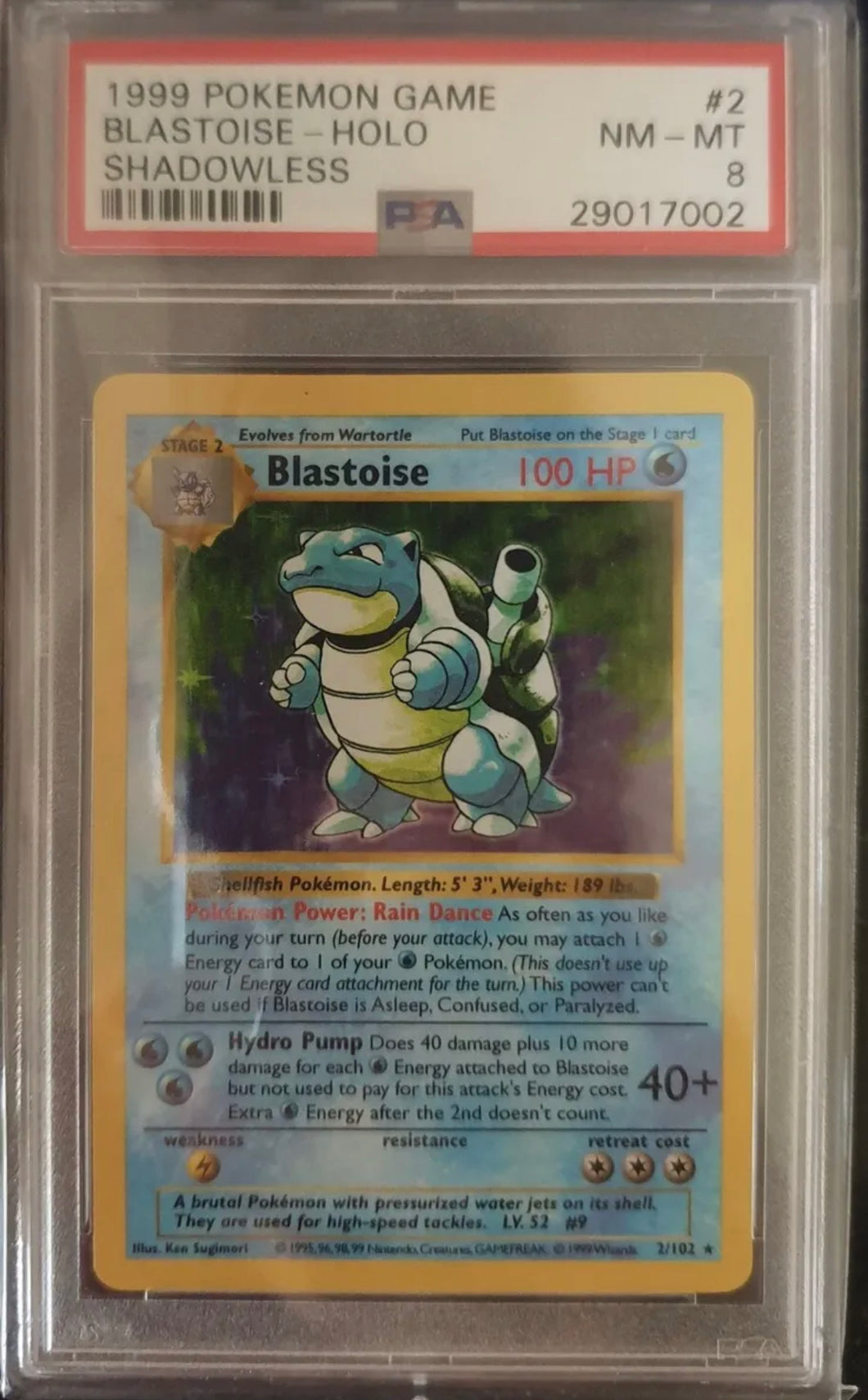 Blastoise Shadowless PSA 8